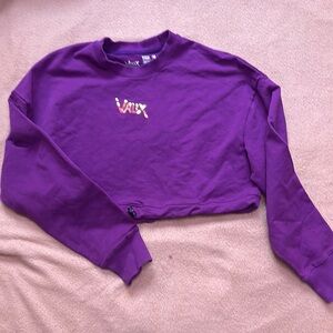 Vaux / Cellblock 13 Vibrant Purple Crop Top Crew sweatshirt